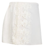 WHITE SATIN AND VENICE LACE TRIM SHORTS