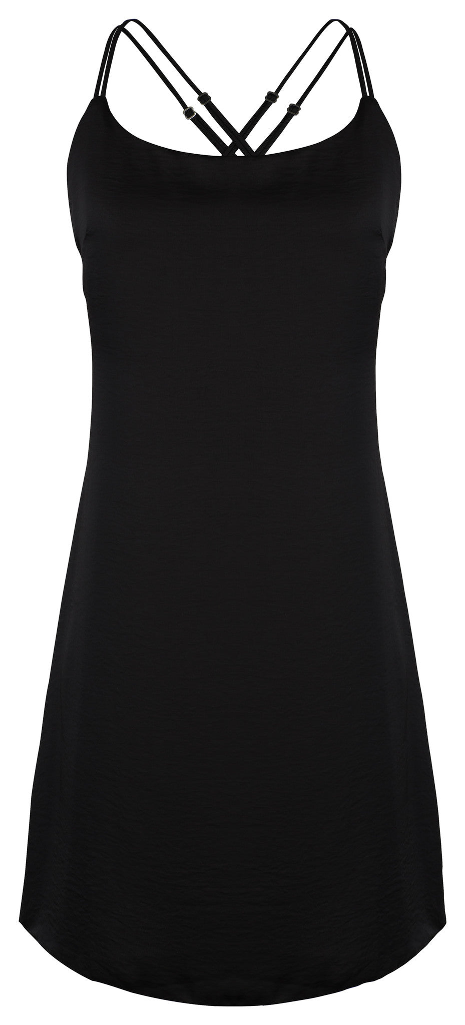 Black SATIN MIDI SLIP DRESS M