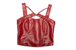 DEEP RED CROC VEGAN LEATHER BUSTIER