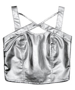 METALLIC SILVER VEGAN LEATHER BUSTIER