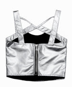 METALLIC SILVER VEGAN LEATHER BUSTIER