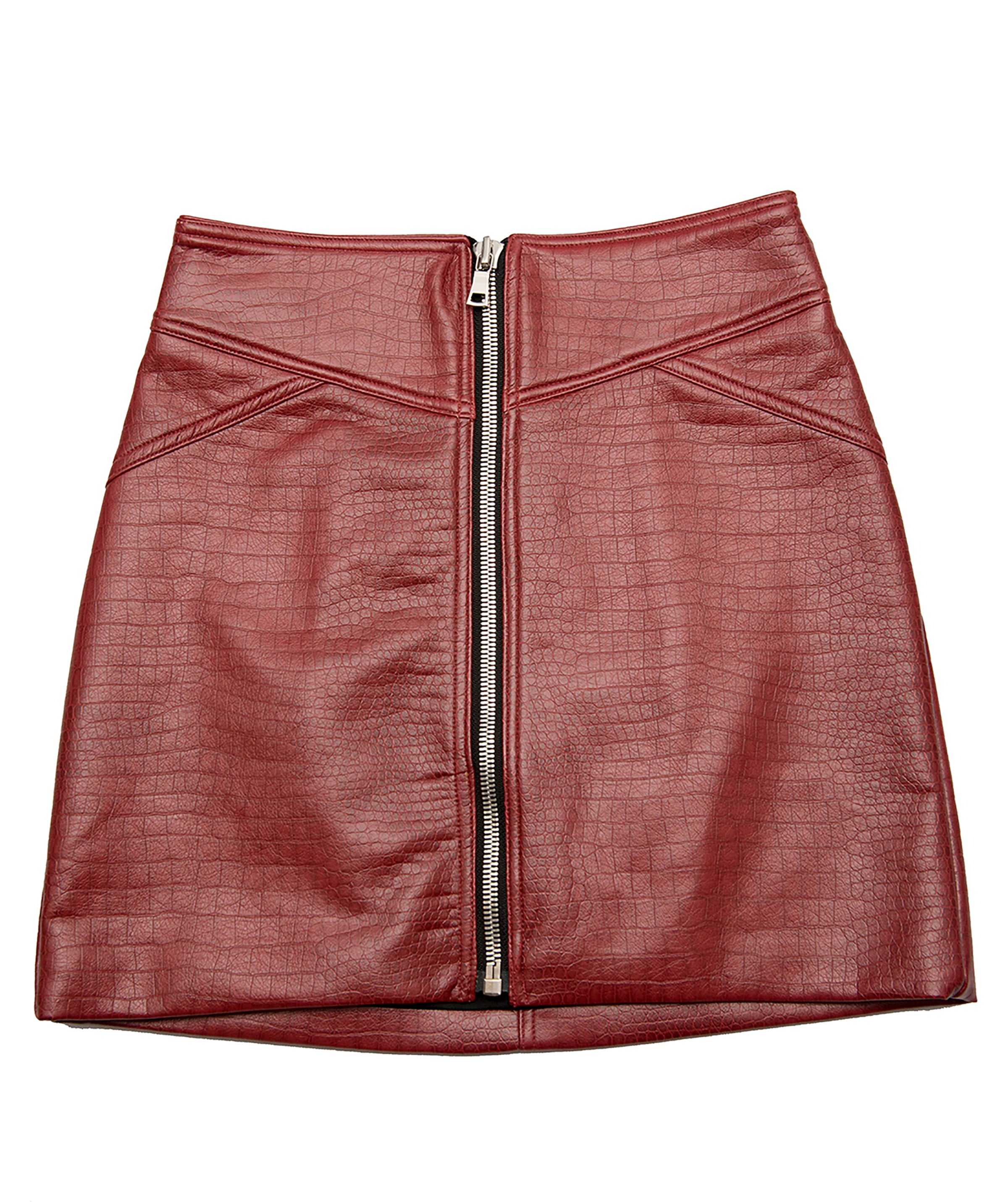 Dark red leather skirt hotsell