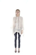 IVORY HOODED PONCHO