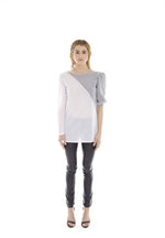 WHITE AND GREY SLASHER TOP