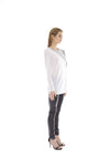 WHITE AND GREY SLASHER TOP