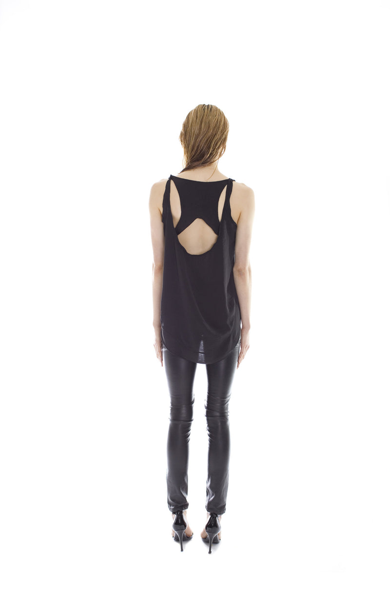 An updated take on the classic racer back style tank. Constructed in silky, smooth, fluid vegan satin with clean lines