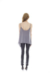 BLUE SATIN SCOOP BACK TANK