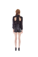 BLACK VEGAN LEATHER SHORTS