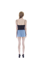 BLUE SATIN AND VENICE LACE TRIM SHORTS