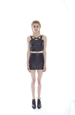 Super soft and luxurious vegan, eco-friendly leather high-waisted skirt, fully lined