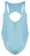 BLUE SATIN RACER BACK TANK