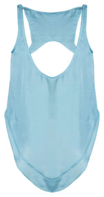 BLUE SATIN RACER BACK TANK