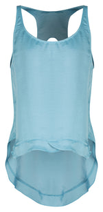 BLUE SATIN RACER BACK TANK