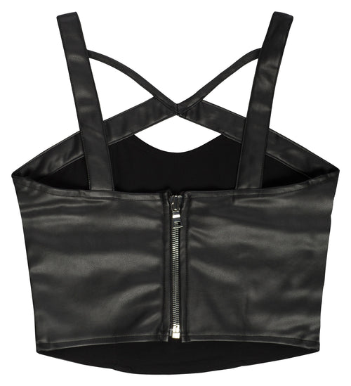 BLACK VEGAN LEATHER BUSTIER