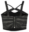 BLACK VEGAN LEATHER BUSTIER WITH PIPING