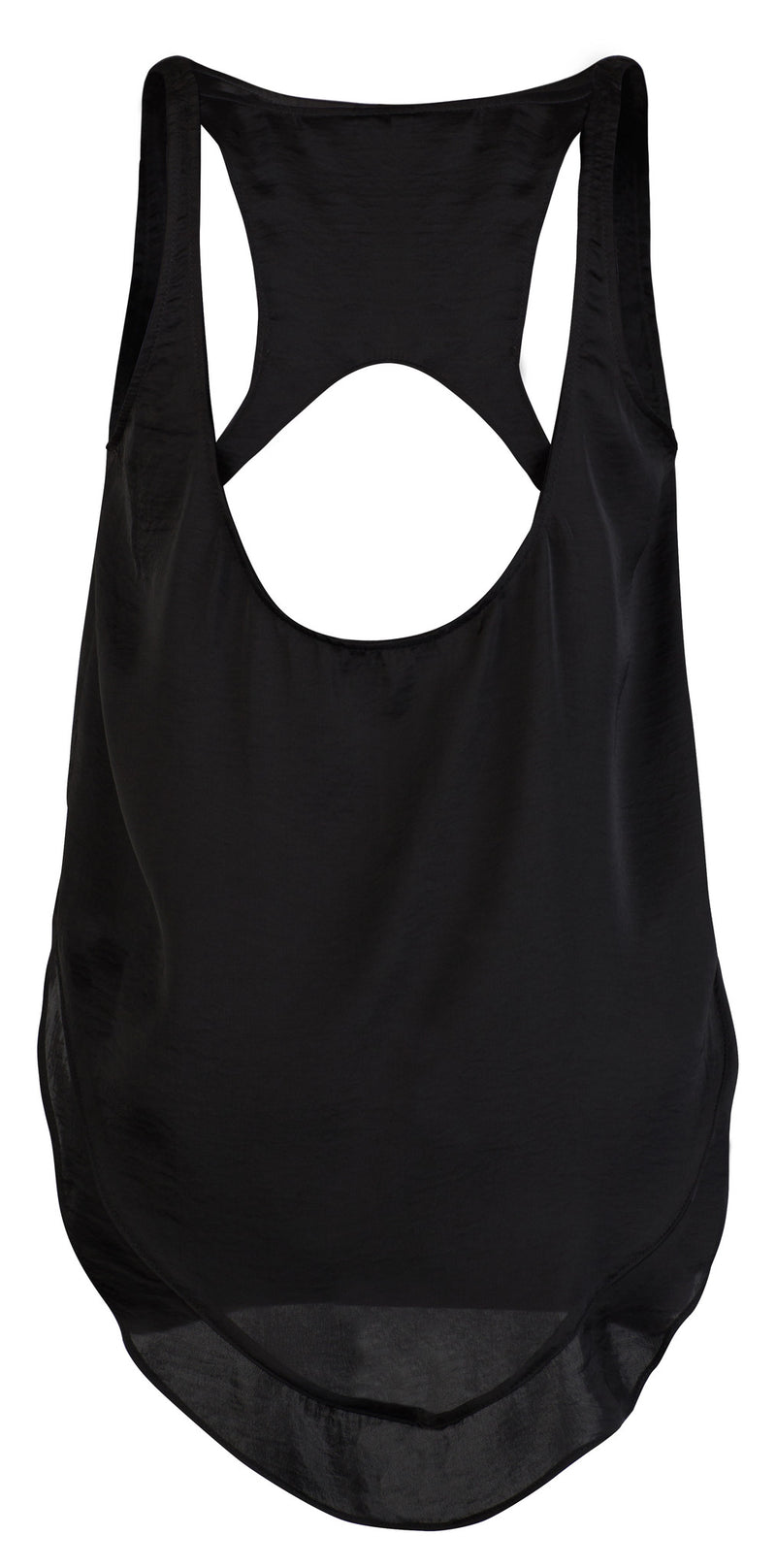 An updated take on the classic racer back style tank. Constructed in silky, smooth, fluid vegan satin with clean lines