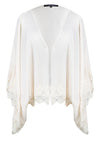 IVORY SATIN AND VENICE LACE TRIM KIMONO