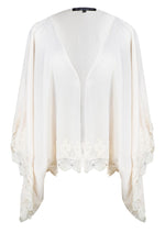 IVORY SATIN AND VENICE LACE TRIM KIMONO