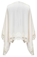 IVORY SATIN AND VENICE LACE TRIM KIMONO