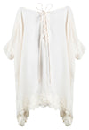 WHITE SATIN AND VENICE LACE TRIM TIE BACK TUNIC