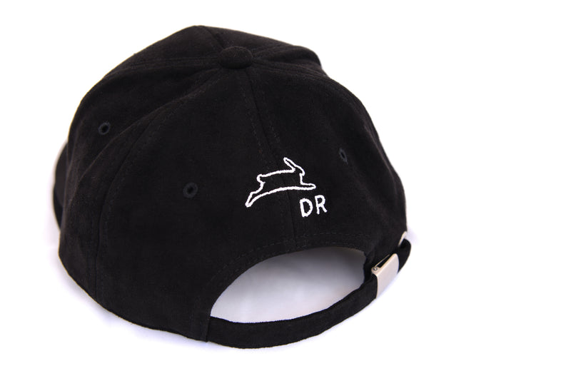 Vegan suede dad hat in collaboration with PETA. Front features game changer text delicately embroidered in white. The back of the hat features more embroidery of the official PETA leaping bunny logo and Delikate Rayne's signature initials