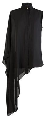 BLACK ASYMMETRICAL BLOUSE