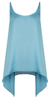 BLUE SATIN SCOOP BACK TANK