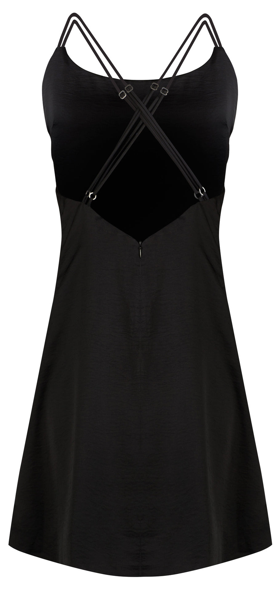 ワンピース SATIN DRESS CRISS-CROSS LACE Crisscross Lace-Up Back Satin Dress in Black - Retro, Indie