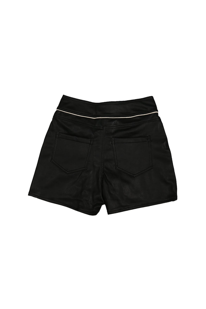 BLACK VEGAN LEATHER SHORTS