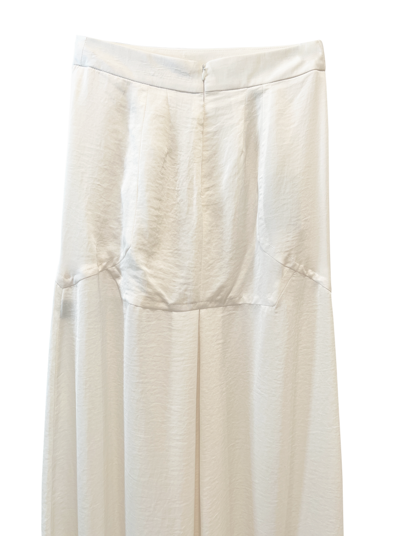 IVORY VEGAN SATIN MAXI SKIRT