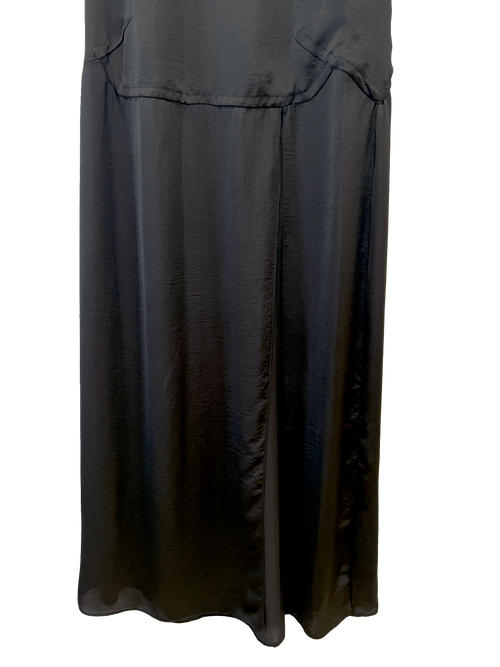 BLACK VEGAN SATIN MAXI SKIRT