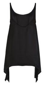 BLACK SATIN SCOOP BACK TANK