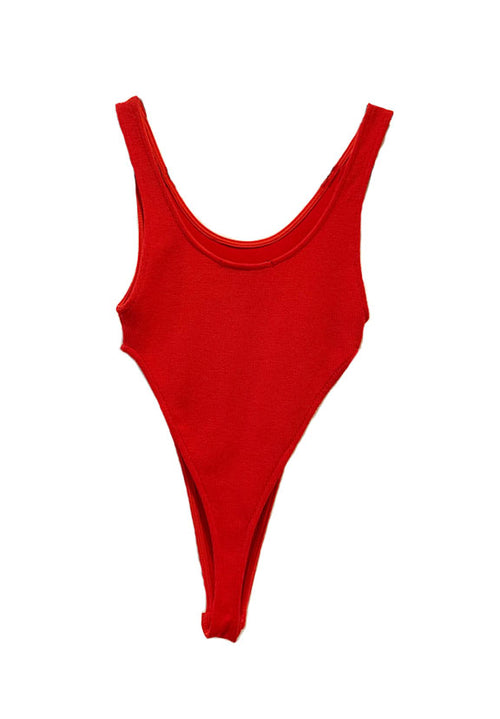 RED TANK RIBBED BODYSUIT