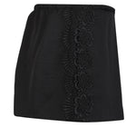 BLACK SATIN AND VENICE LACE TRIM SHORTS